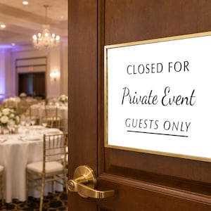 Evento privato chiuso, Cartello stampabile per la porta, Solo ospiti, Vietato l'ingresso, Cartello per ricevimento di nozze in bianco e nero, Formato JPG e PDF 5x7-11x14