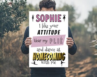 Personalized Ballet Homecoming Proposal Poster: Custom Hoco Dance Sign (JPG, PDF Digital Download)