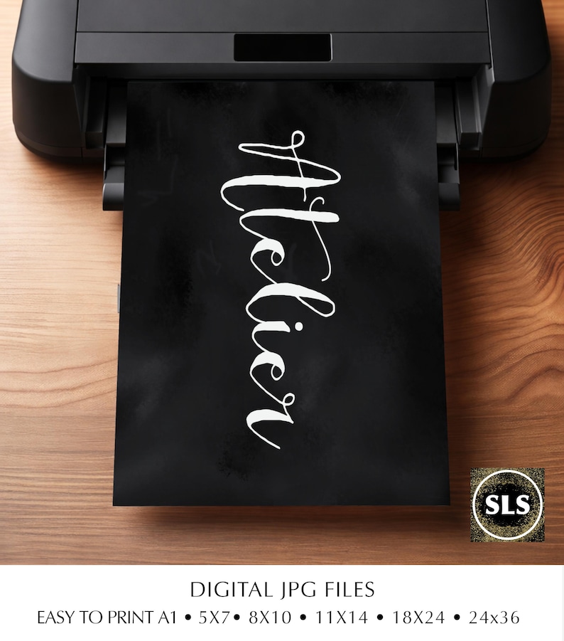 Printbaar atelierbord, zwarte krijtbordstudio decoratie, muurdecoratie voor kunstenaarswerkplaats, print voor creatieve ruimte, digitale download 5x7-24x36 A1 JPG afbeelding 8