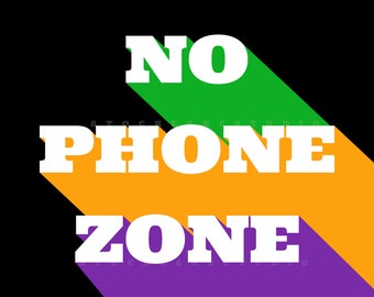 Printable Sign No Cell Phones, No Phone Zone in retro design, 5x7 8x10 11x14 18x24  jpg pdf