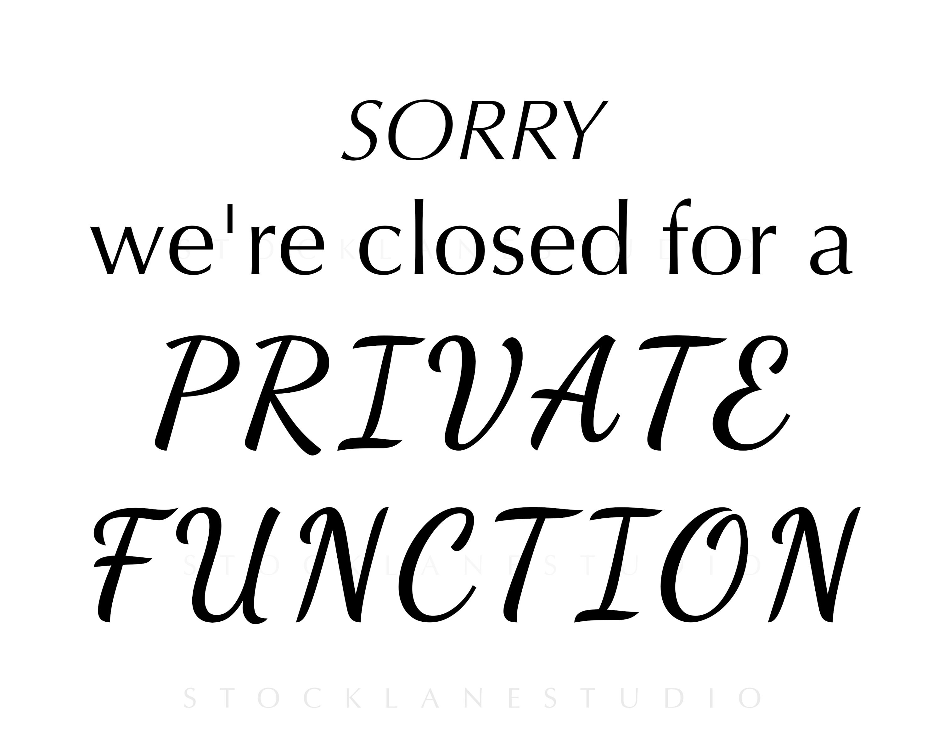 Private Function Sign Fun Printable Private Function Sign: Elegant Minimalist Black and White ...