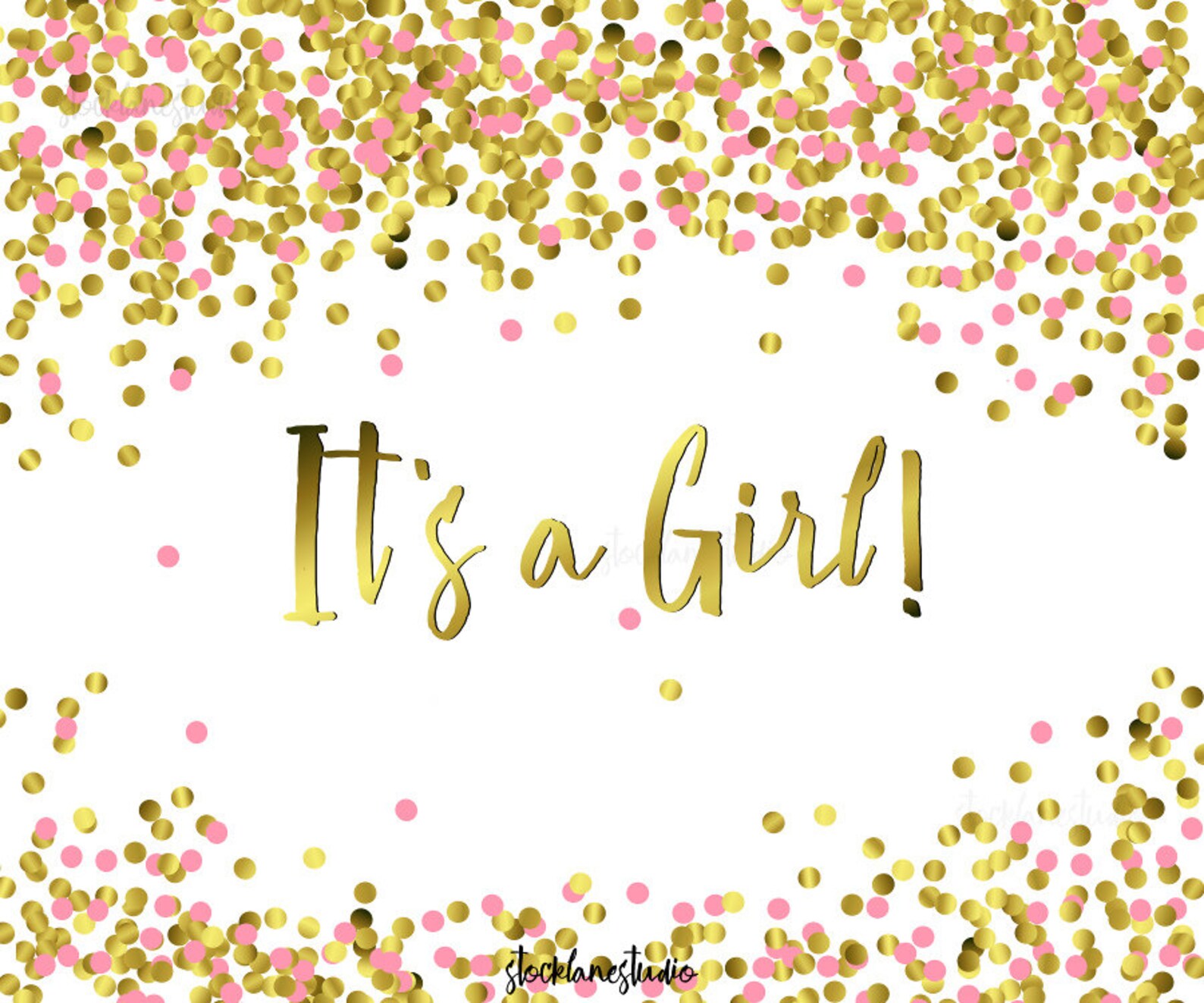 It's a Girl Sign Pink and Gold Printable Gender Reveal | Etsy