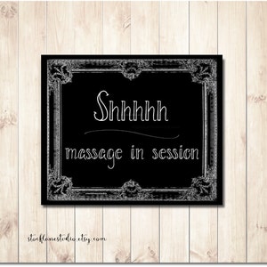 Printable in Session Sign, Shhh Massage in Session, DIY Spa Therapist Sign, Black White Do Not ...
