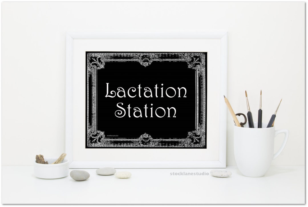 Lactation Station Printable Breastfeeding Sign, Lactation Room Black ...