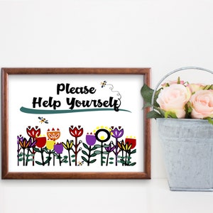 Please help yourself Printable Sign with flowers and bees food gift table sign 5x7 to 20x24 jpg pdf image 3