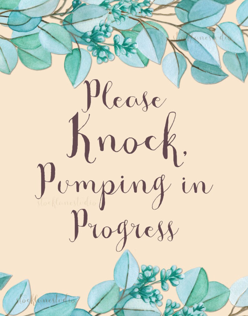 Please Knock Pumping In Progress Printable Breastfeeding Sign Etsy