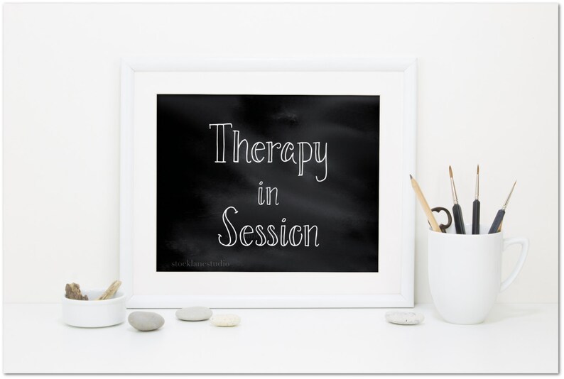 Therapy In Session Printable Black White Office Door Sign Do Etsy 