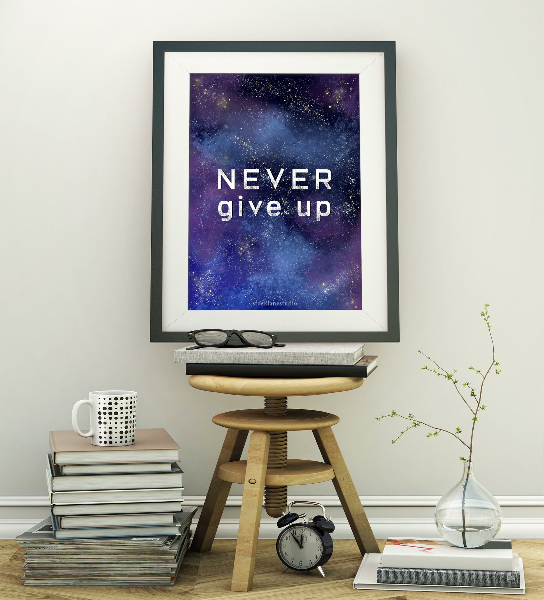 Arte de pared de galaxia imprimible nunca renunciar a la | Etsy