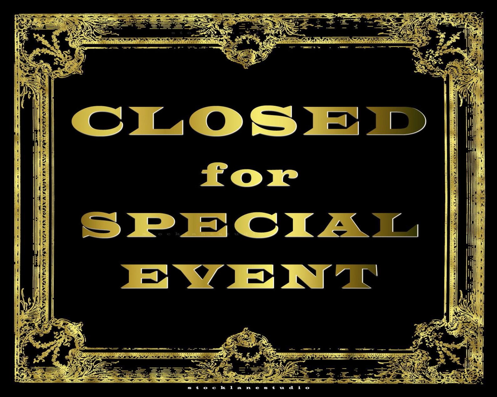 Closed Printable Event Sign Gold Black Closed For Special Etsy Closed printable event sign gold black closed for special etsy