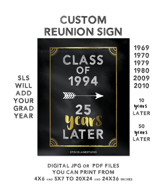 Printable Custom High School Reunion Decorations Black White Etsy