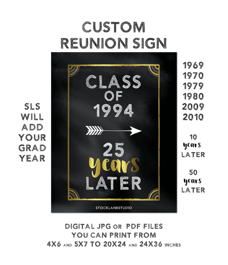 Printable Custom High School Reunion Decorations Black White Etsy