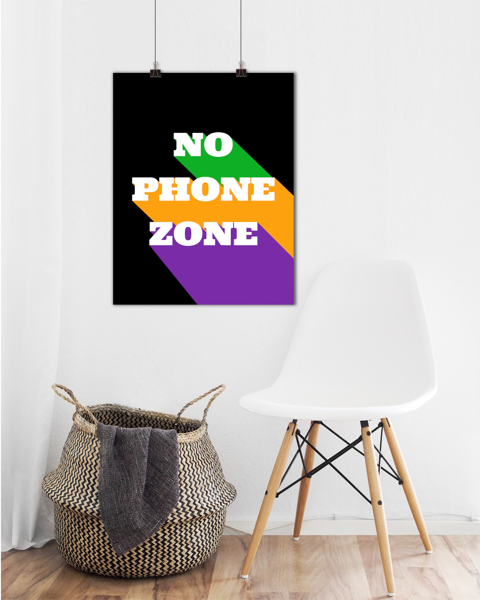 Retro No Cell Phones Sign: No Phone Zone Printable (jpg, pdf, 5x7-18x24")