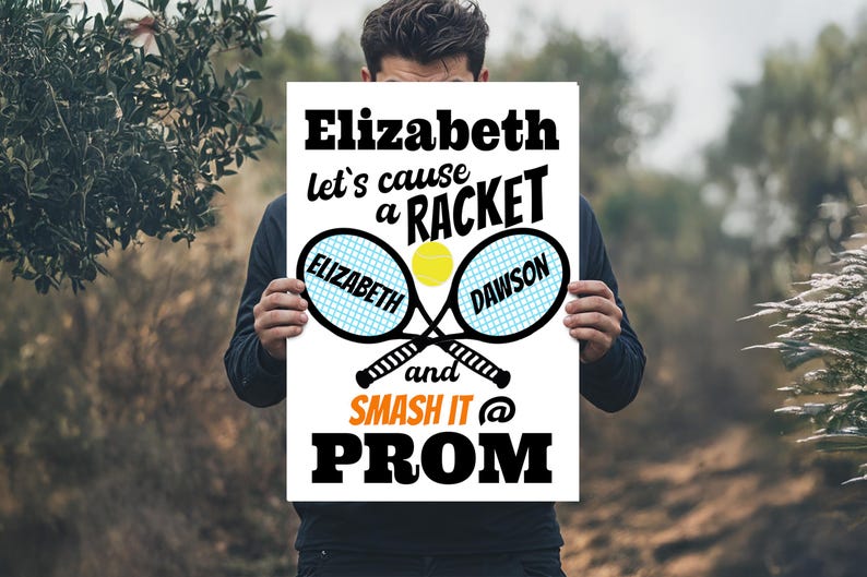 Personalized Tennis Player Promposal Sign: Custom Printable Prom Poster ...