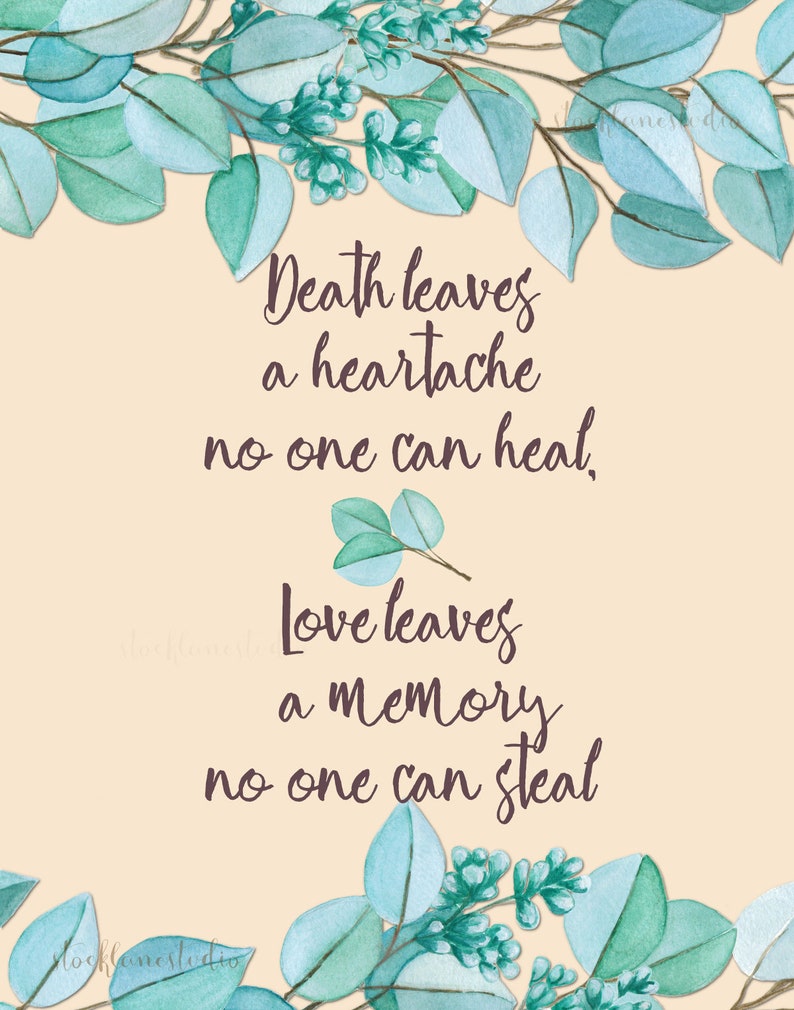 Loss of loved one Printable Memorial quote Death Leaves a | Etsy