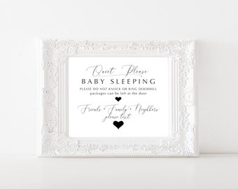 Printable Quiet Please Baby Sleeping do not knock or ring doorbell, baby shower gift, Nursery Door Sign, Jpg Pdf 5x7 to 14x18 and 18x24