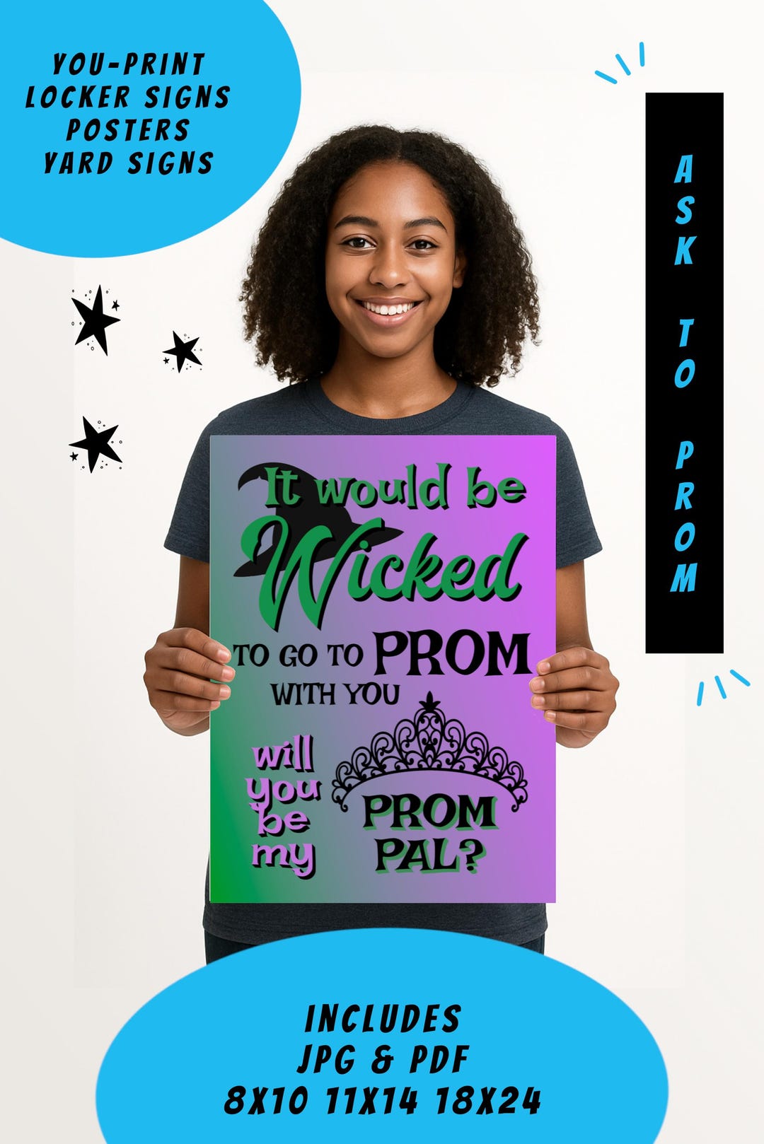 Prom Board.pdf Printable Prom Pal Poster, Wicked to Go With You Gal Pal Bestie ...