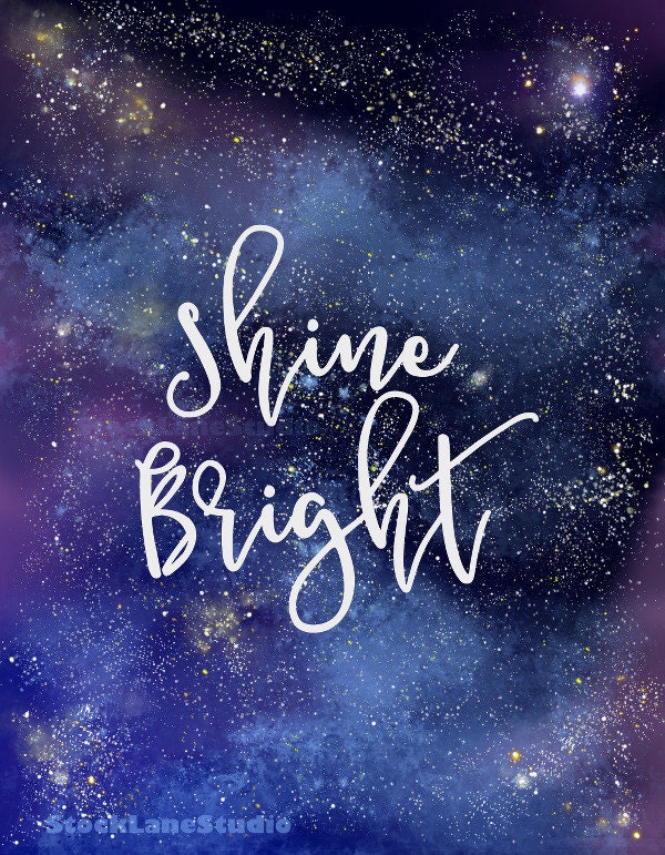Shine Bright Printable Night Sky Nursery Decor Kid's Room | Etsy