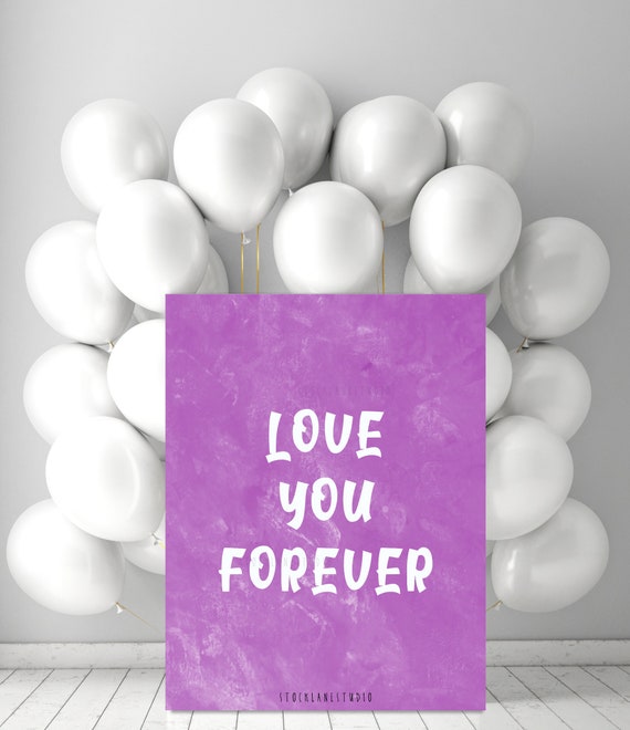 Printable Love You Forever Romantic Pink White Quote Art Print | Etsy