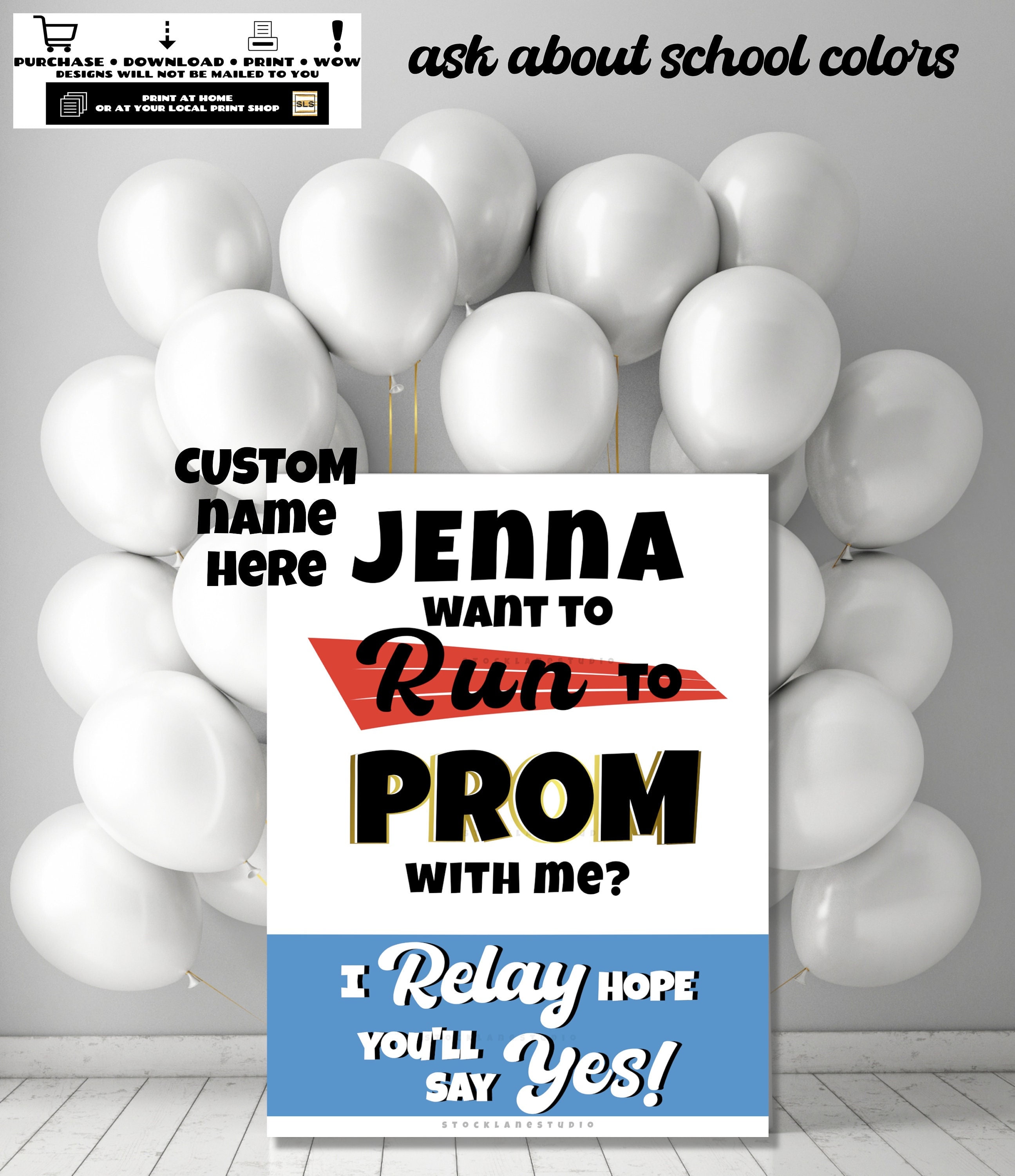 Promposal Sign Track Custom Prom Proposal 2026 | Printable Digital Track Running Promposal ...
