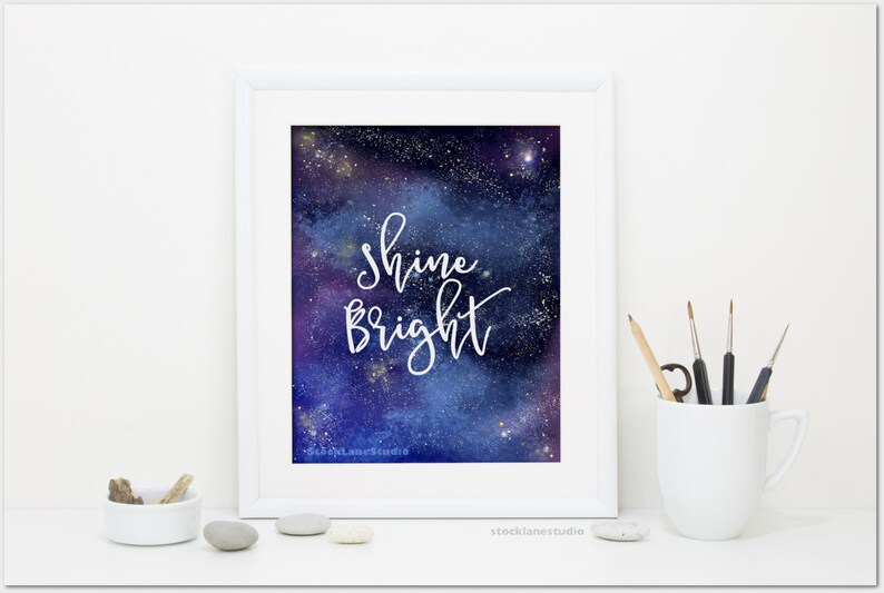 Shine Bright Printable Night Sky Nursery Decor Kid's Room Etsy