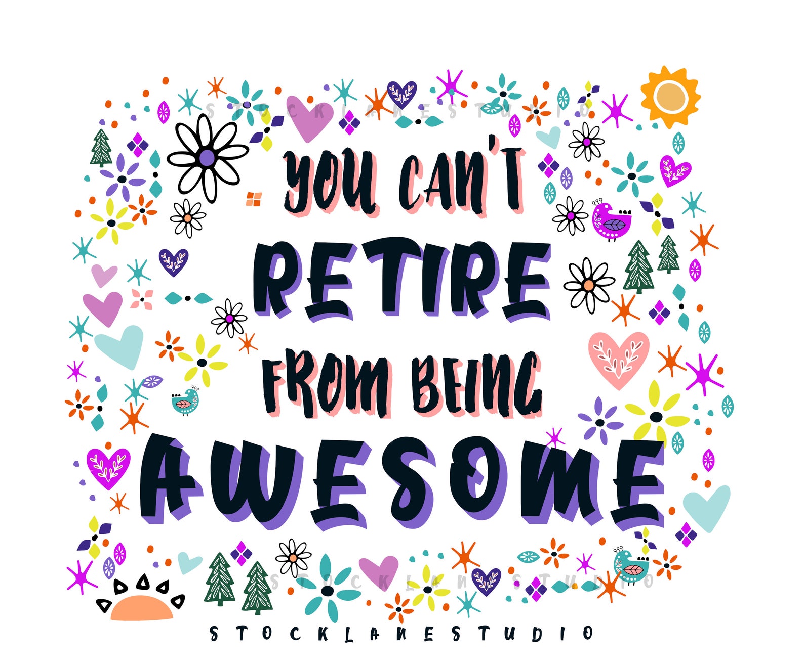 Printable Happy Retirement Customized Sign With Confetti Background