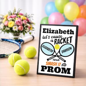 Personalized Tennis Player Promposal Sign: Custom Printable Prom Poster Sports Design (Digital Download, PDF, JPG, 5x7-18x24")