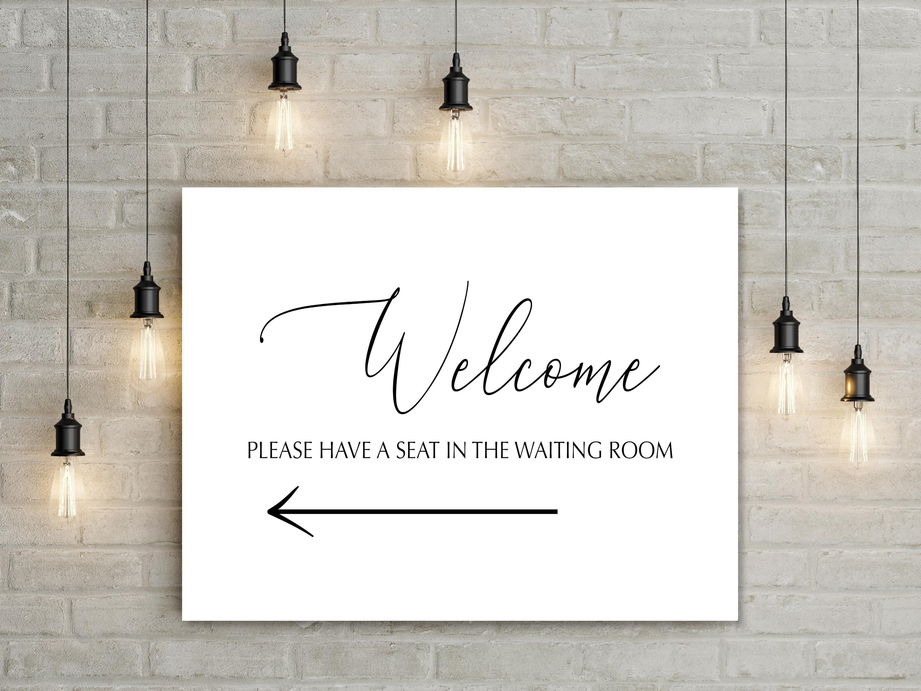 Welcome Direction Sign Printable Welcome Sign: Minimalist Waiting Room Decor in Black on White ...