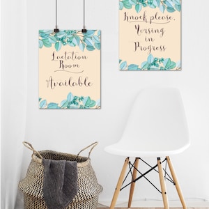 Printable 2 sided Breastfeeding Sign for Nursing Mothers, Knock Please Nursing in Progress -Lactation Room Available 5x7 to 11x14 jpg pdf