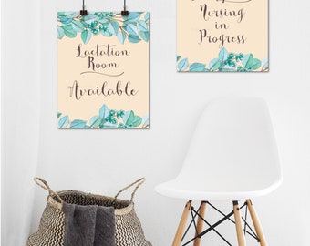 Printable 2 sided Breastfeeding Sign for Nursing Mothers, Knock Please Nursing in Progress -Lactation Room Available 5x7 to 11x14 jpg pdf