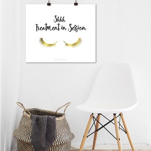 Gold Lashes Printable quiet poster for home or salon, Mother's Day Gift, Shhh door sign, DIY Teen or Baby's Room Decor, 8x10 14x18 jpg image 9