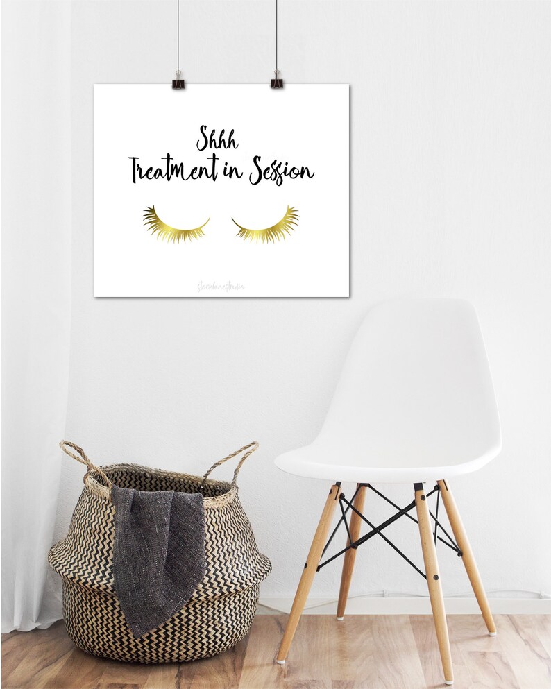 Gold Lashes Printable quiet poster for home or salon, Mother's Day Gift, Shhh door sign, DIY Teen or Baby's Room Decor, 8x10 14x18 jpg image 9