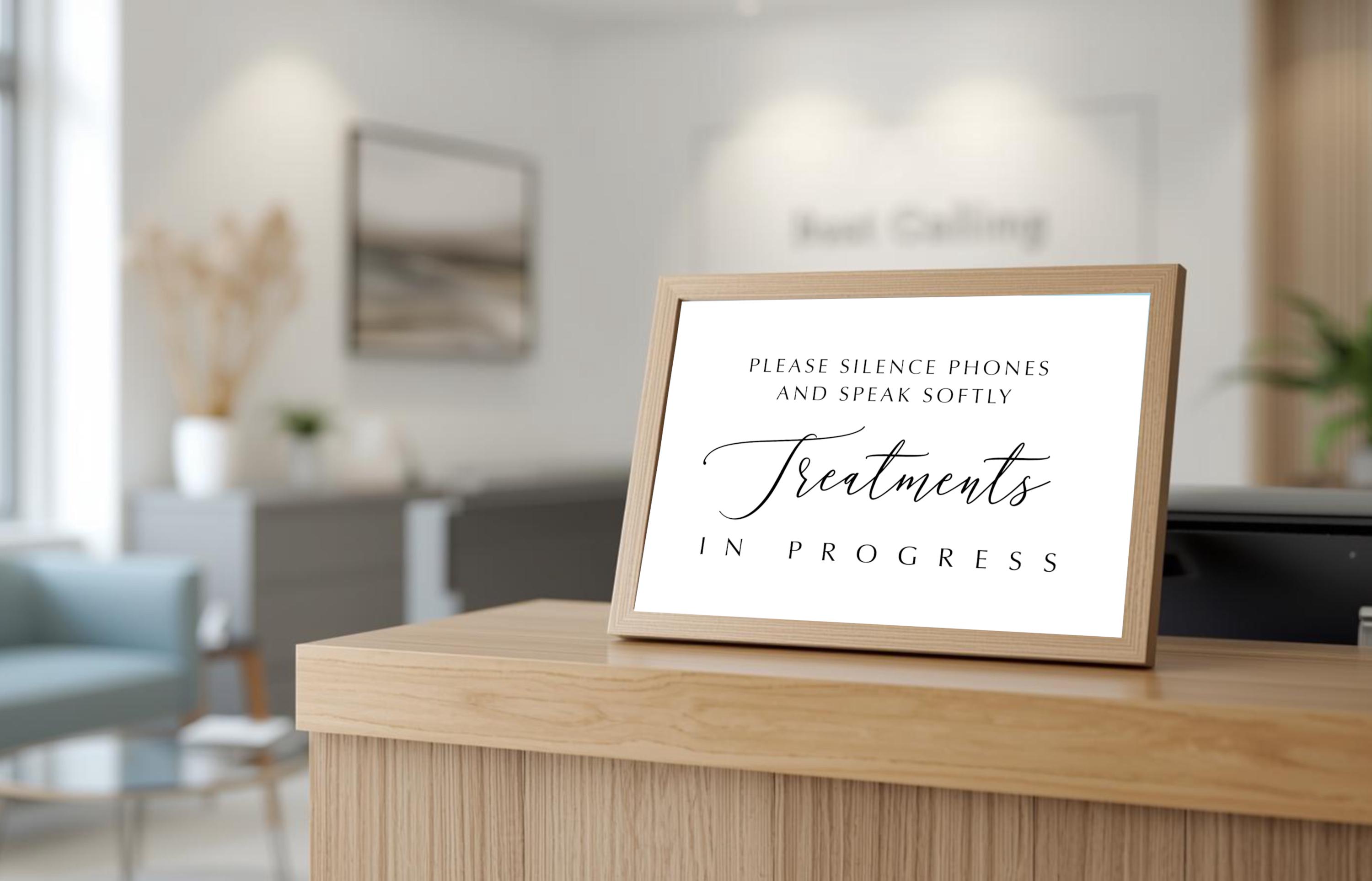 Treatments in Progress Sign: Silence Phones, Speak Softly (PDF, JPG ...