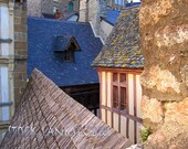 Mont Saint-Michel French Landscape wall decor, 11x14 Normandy wood mounted travel photo Mont St Michel rooftops architecture photograph