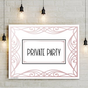 Digital Private Event Sign in Gold and Black, Printable Yard Sign or ...