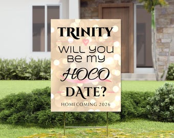Personalized Homecoming Poster, Printable Custom Gold Bokeh Will you be my HoCo Date,  Ask to High School Dance Sign,  8x10-18x24 JPG PDF