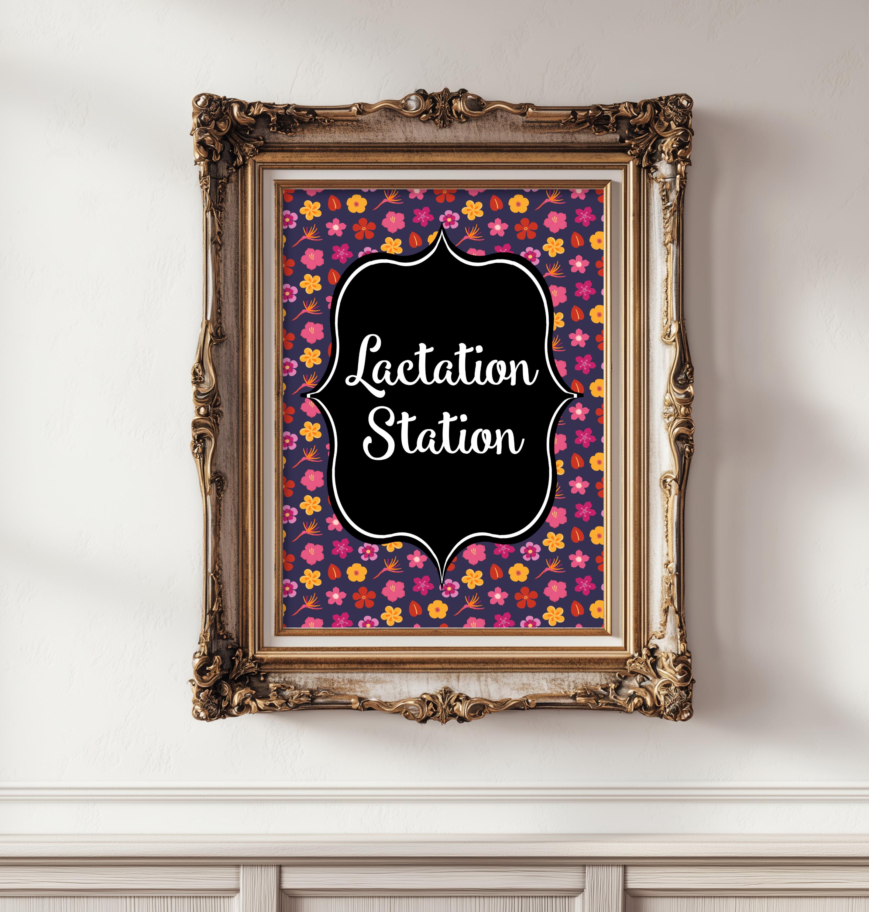 Floral Lactation Room Sign: Printable Nursing Station Decor (PDF, JPG