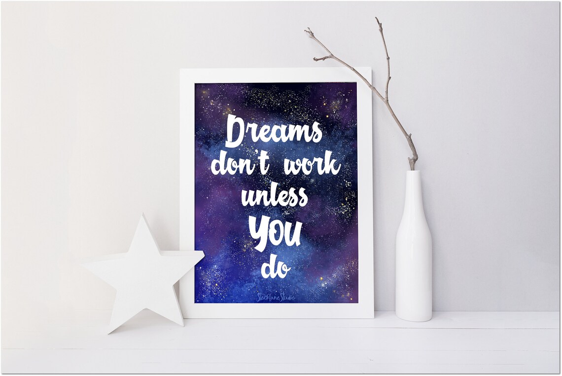 Printable Wall Art Dreams Don't Work Unless You Do | Etsy