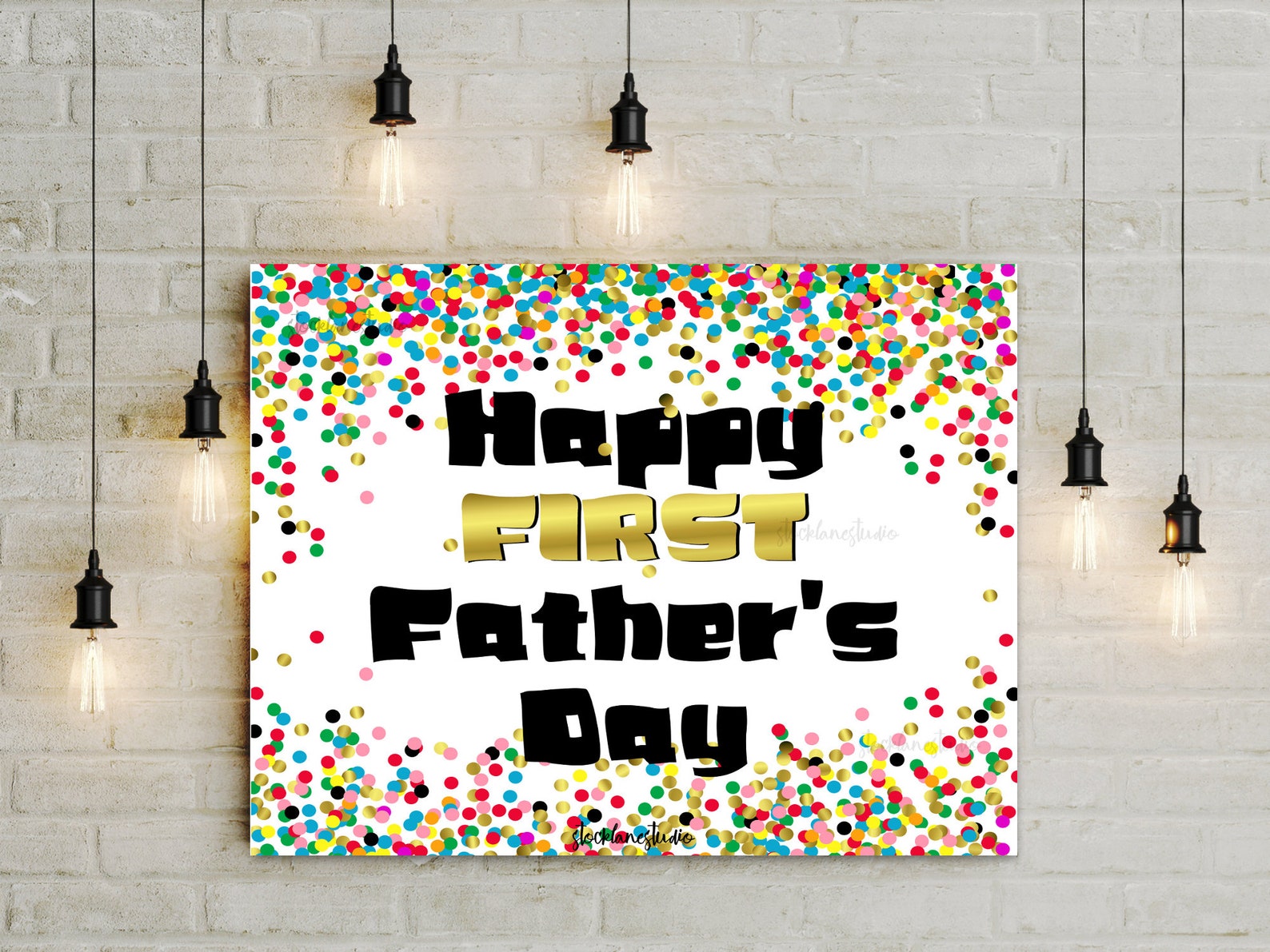 Printable Happy Father's Day Sign Colorful Confetti | Etsy