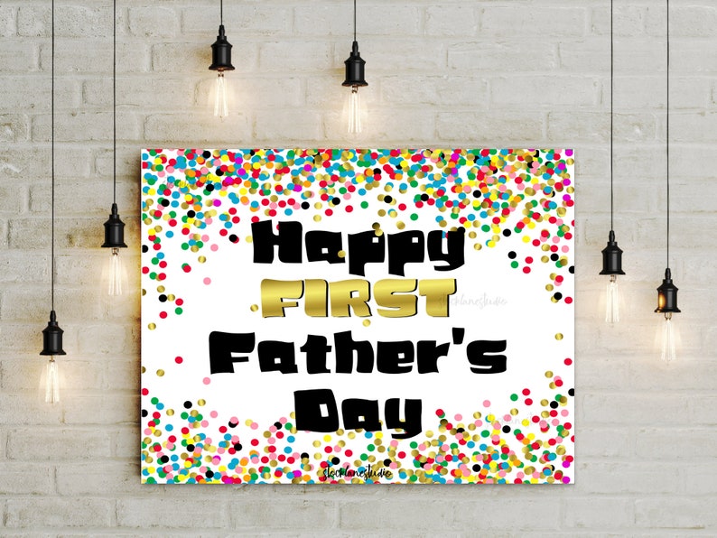Printable Happy Father's Day Sign Colorful Confetti | Etsy