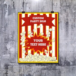Printable Custom Popcorn Bar Party Sign, Personalized Birthday Treat ...