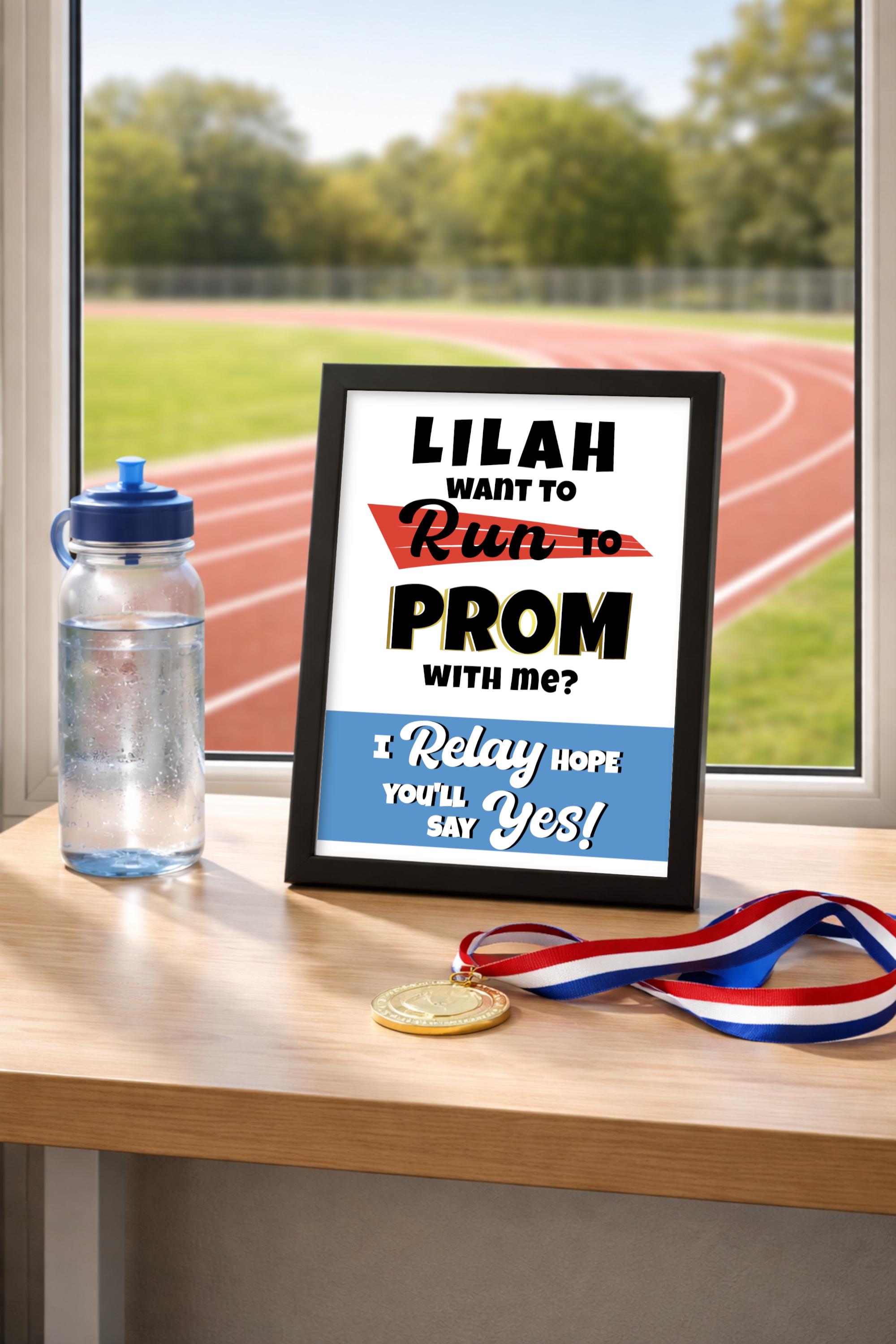 Promposal Sign Track Custom Prom Proposal 2026 | Printable Digital Track Running Promposal ...