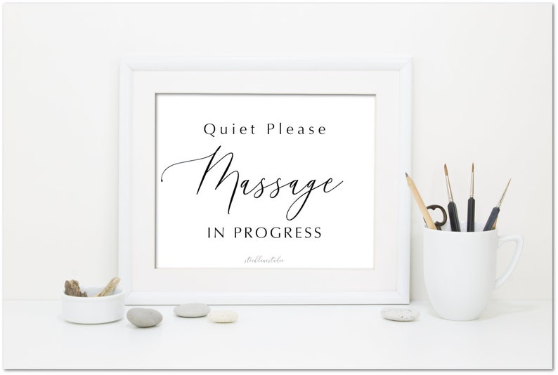 Please Speak Softly Massage in Session, Printable black on white do not disturb Sign for spa retreat, therapy 5x7 18x24 jpg pdf image 5
