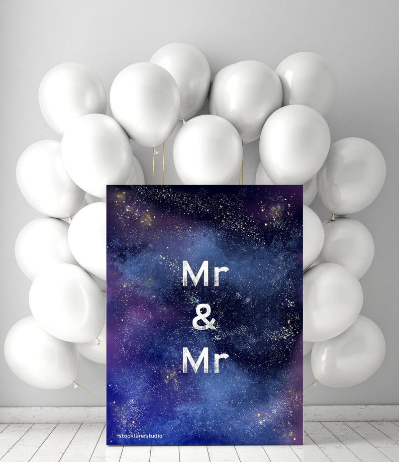Printable Mr And Mr Gay Wedding Decor Digital Celestial Etsy