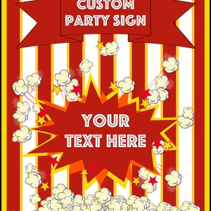 Printable Custom Popcorn Bar Party Sign, Personalized Birthday Treat ...