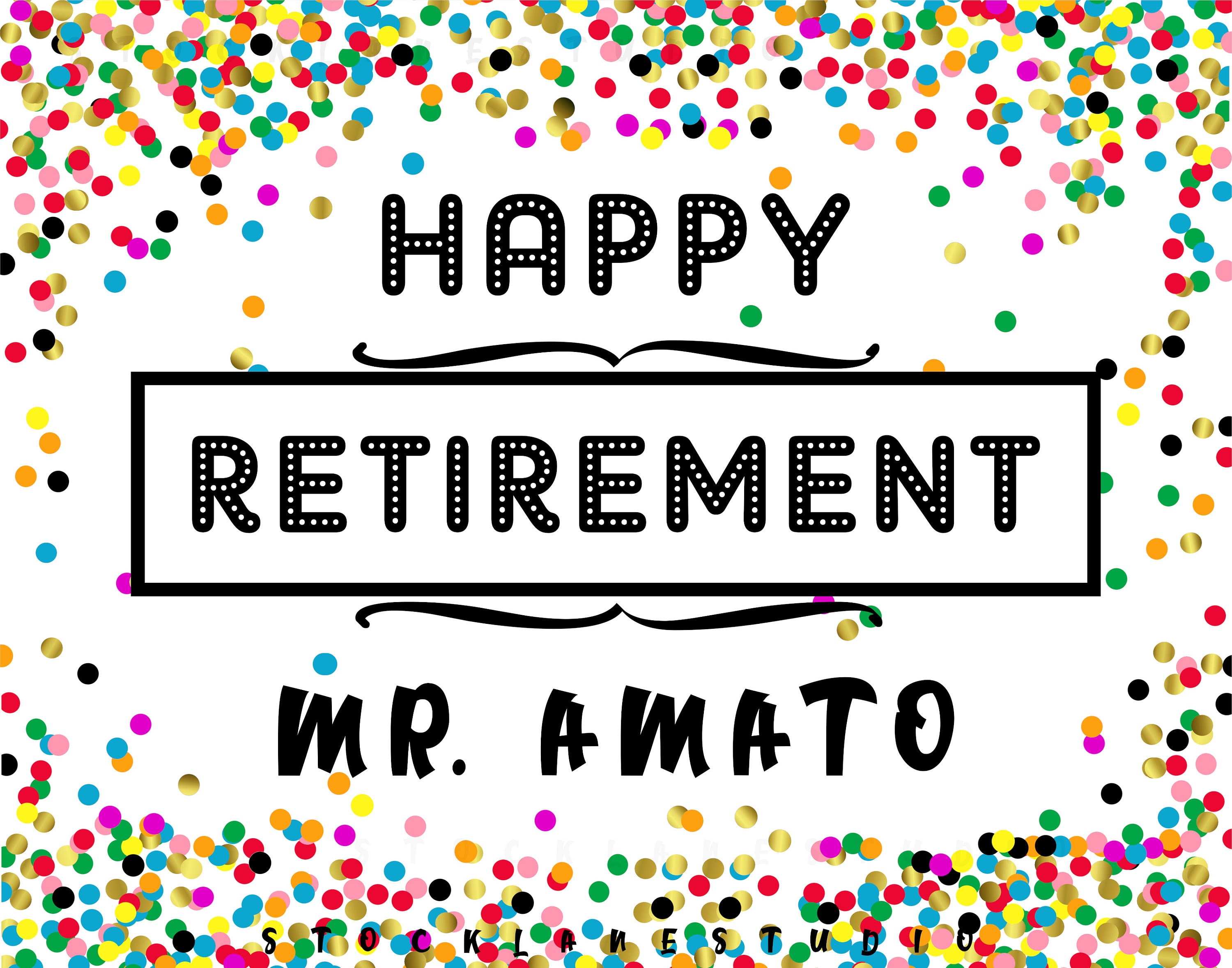 Printable Happy Retirement Customized Sign With Confetti Etsy UK