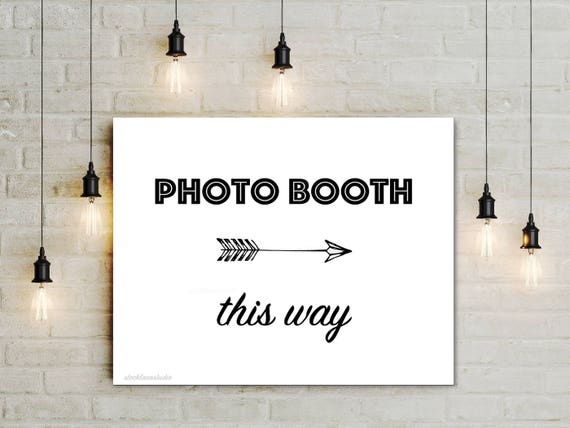 Printable Photo Booth Sign This Way Sign Digital Black White Etsy