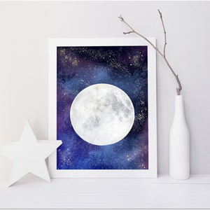 Full Moon Galaxy Print: Celestial Nursery Wall Art (Digital Download 5x7 to 20x24 jpg)