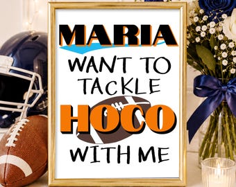 Football Homecoming Dance Sign: Custom Promposal Poster (JPG, PDF Downloadable 5x7-20x24")