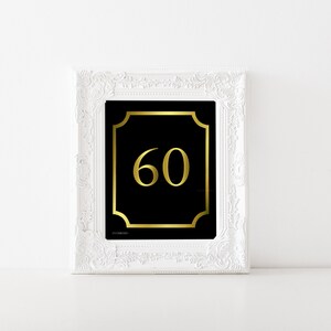 Printable Birthday Number Poster 60 Gold Black Party Party Decor ...