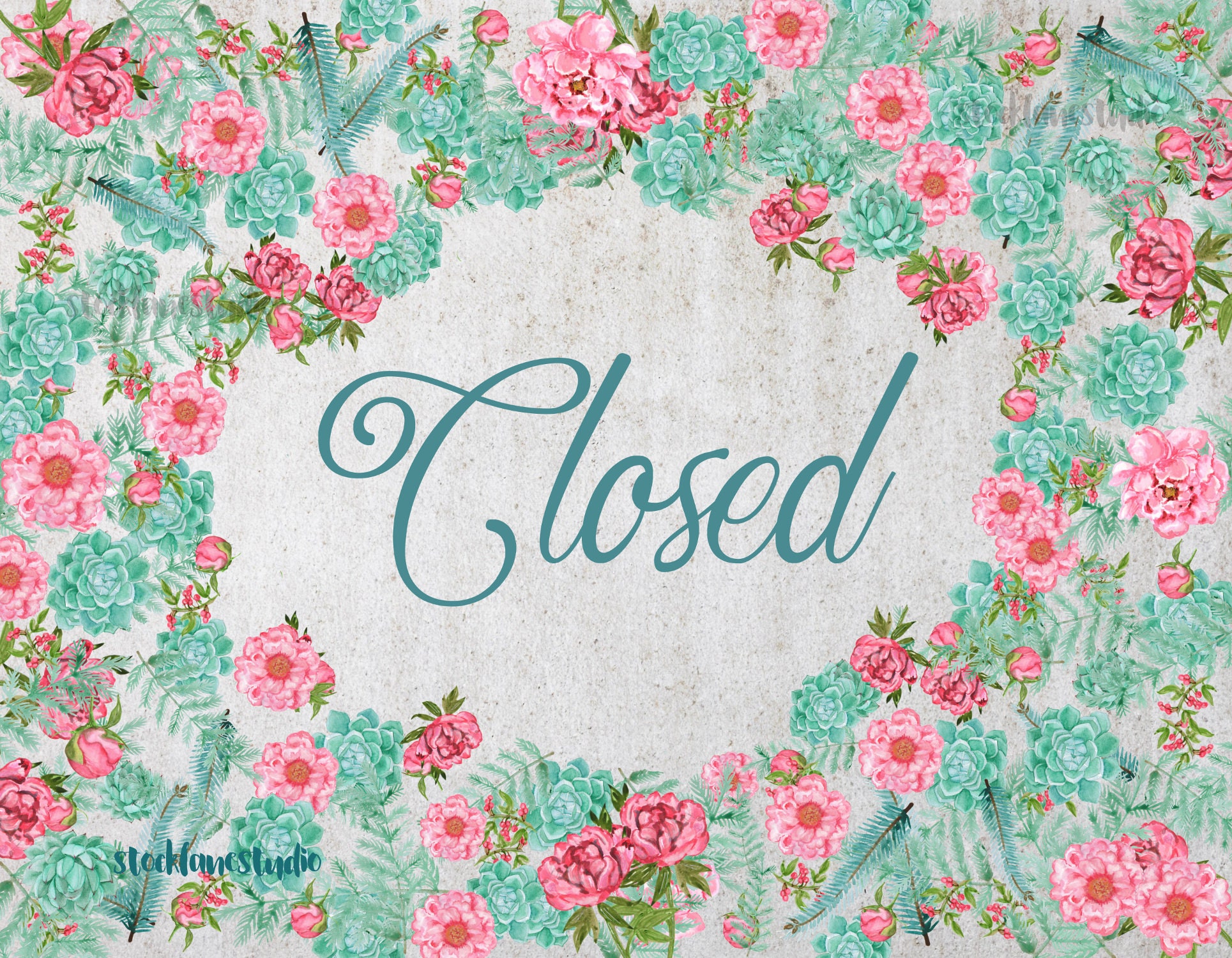Floral Closed Sign: Printable Business Door Decor (digital Download) - Etsy